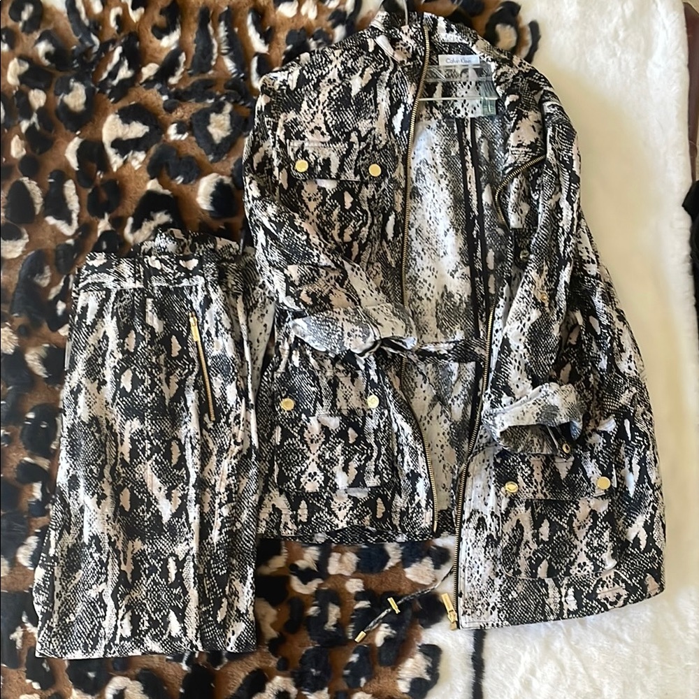 Calvin Klein Snake Print Jacket and Pants Set